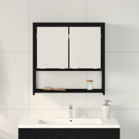 Produktbild för Spegelskåp med hylla Svart Ek 60 x 16 x 60 cm Konstruerat trä