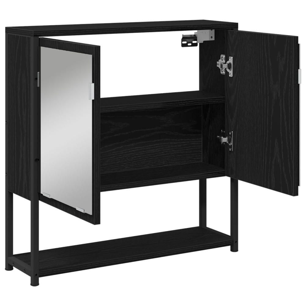 Produktbild för Spegelskåp med hylla Svart Ek 60 x 16 x 60 cm Konstruerat trä