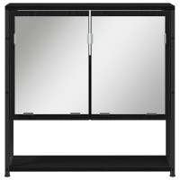 Produktbild för Spegelskåp med hylla Svart Ek 60 x 16 x 60 cm Konstruerat trä