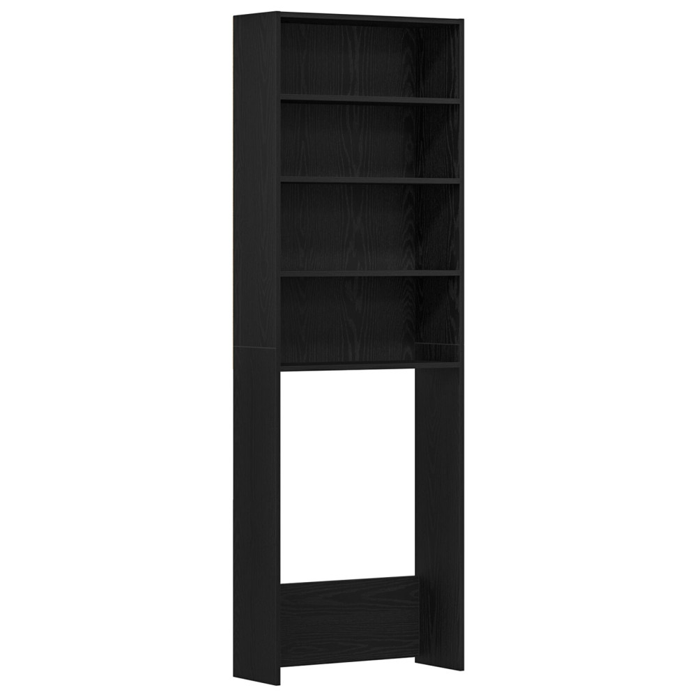 Produktbild för Tvättmaskinskåp Svart Ek 64 x 24 x 190 cm Konstruerat trä