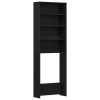 Produktbild för Tvättmaskinskåp Svart Ek 64 x 24 x 190 cm Konstruerat trä