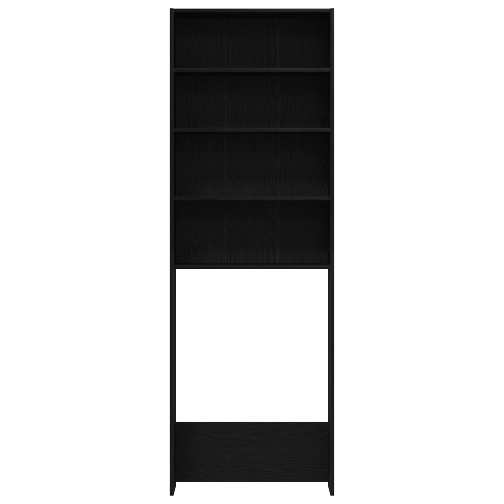 Produktbild för Tvättmaskinskåp Svart Ek 64 x 24 x 190 cm Konstruerat trä