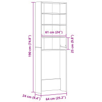 Produktbild för Tvättmaskinskåp Svart Ek 64 x 24 x 190 cm Konstruerat trä