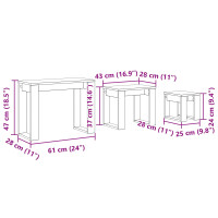Produktbild för Satsbord 3 pcs Svart Ek Konstruerat trä
