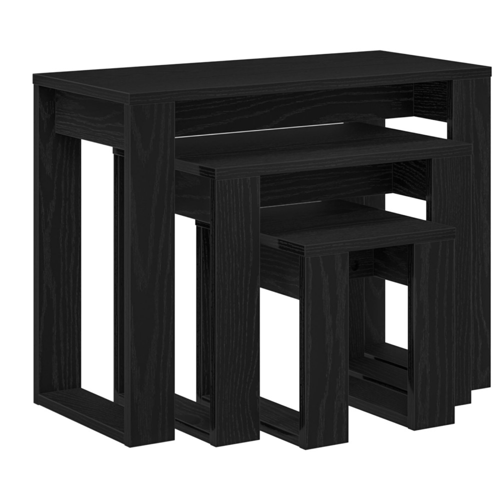 Produktbild för Satsbord 3 pcs Svart Ek Konstruerat trä