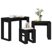 Produktbild för Satsbord 3 pcs Svart Ek Konstruerat trä