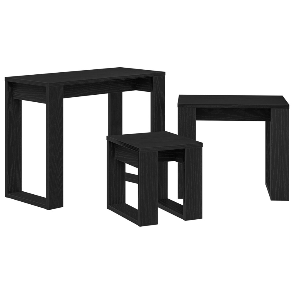 Produktbild för Satsbord 3 pcs Svart Ek Konstruerat trä