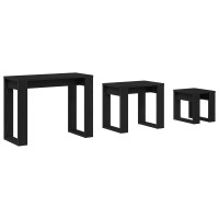 Produktbild för Satsbord 3 pcs Svart Ek Konstruerat trä