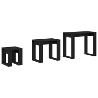 Produktbild för Satsbord 3 pcs Svart Ek Konstruerat trä