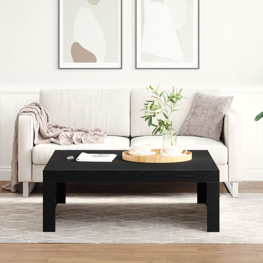 Produktbild för Kaffeebord Svart Ek 100 x 100 x 35 cm Konstruerat trä