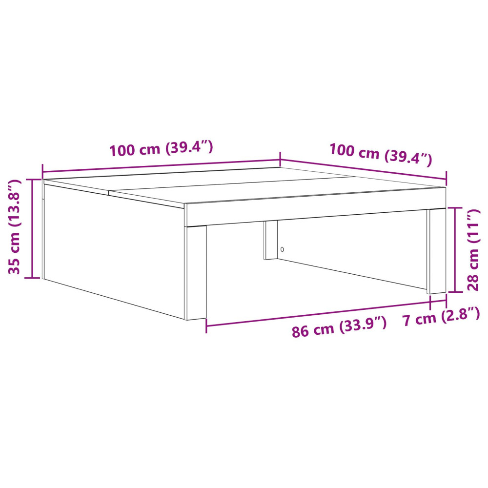 Produktbild för Kaffeebord Svart Ek 100 x 100 x 35 cm Konstruerat trä