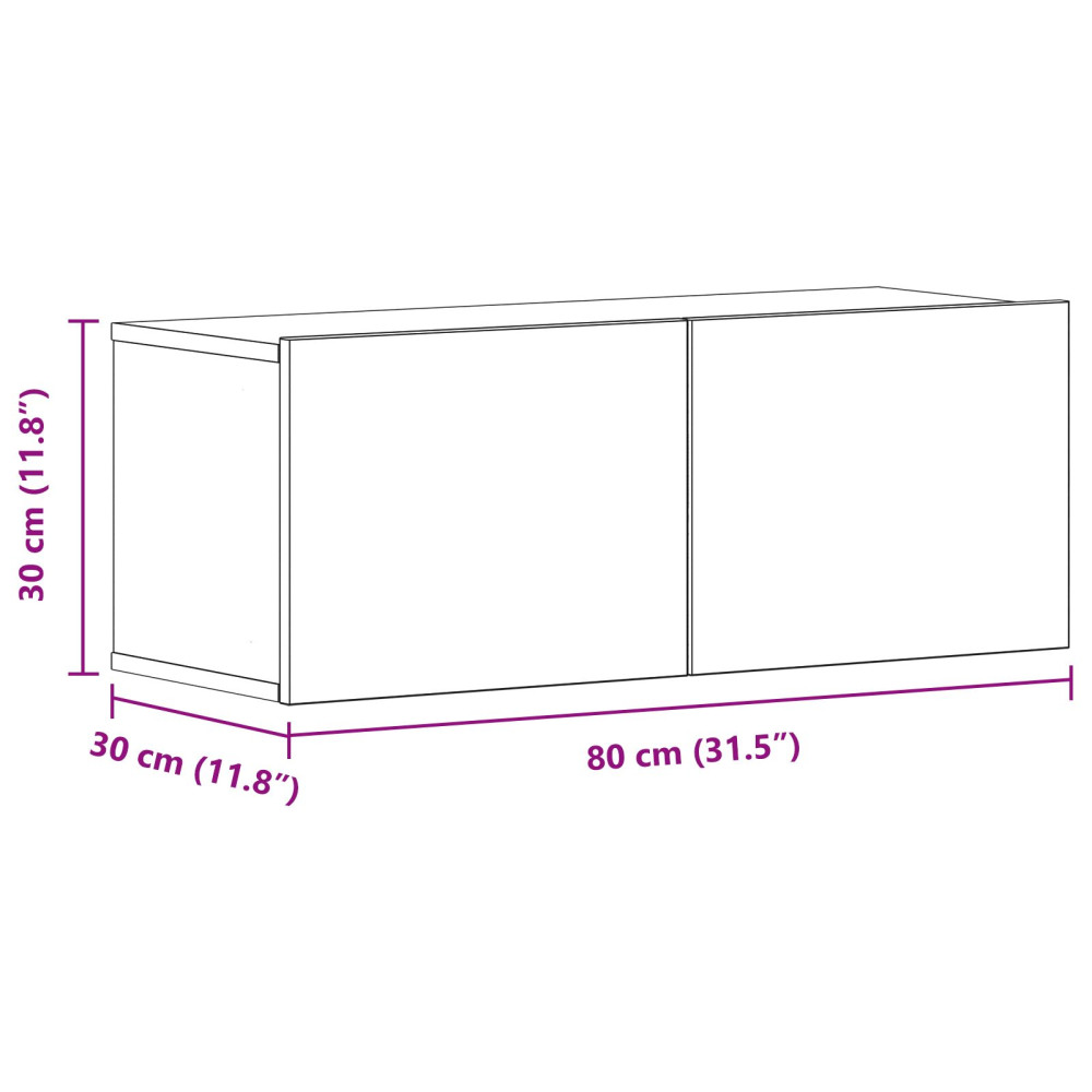 Produktbild för TV-skåp 2 pcs Svart Ek 80 x 30 x 30 cm Konstruerat trä