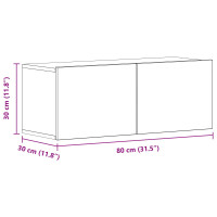 Produktbild för TV-skåp 2 pcs Svart Ek 80 x 30 x 30 cm Konstruerat trä