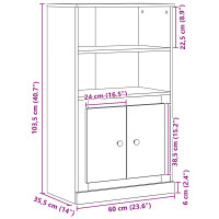 Produktbild för Högskåp Svart Ek 60 x 35.5 x 103.5 cm Konstruerat trä