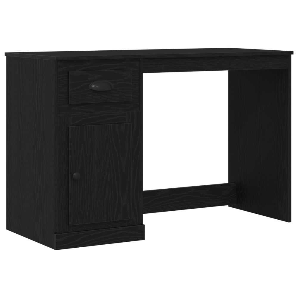Produktbild för Skrivbord med låda Svart Ek 50 x 115 x 75 cm Konstruerat trä