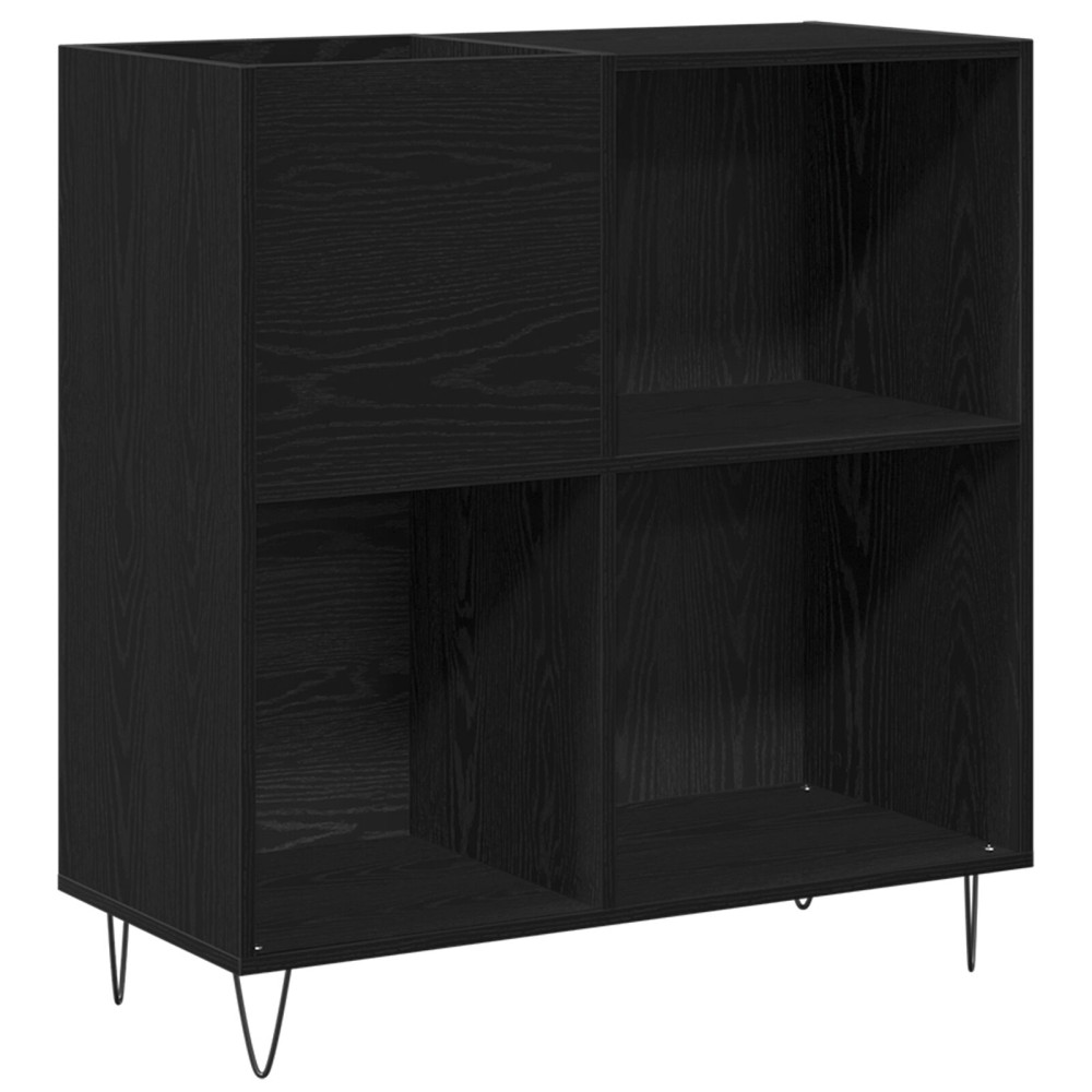 Produktbild för Skivskåp med hylla Svart Ek 85 x 38 x 89 cm Konstruerat trä