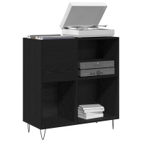 Produktbild för Skivskåp med hylla Svart Ek 85 x 38 x 89 cm Konstruerat trä