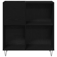 Produktbild för Skivskåp med hylla Svart Ek 85 x 38 x 89 cm Konstruerat trä