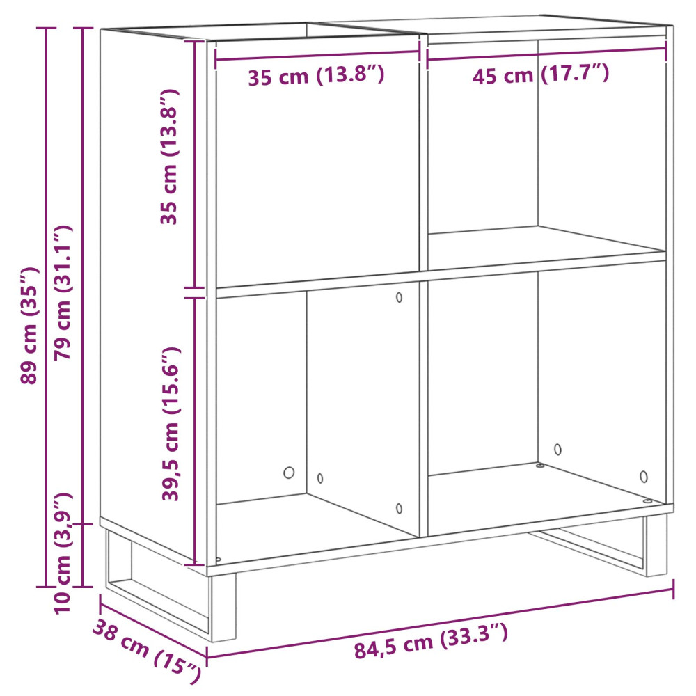 Produktbild för Skivskåp Gammalt trä 84,5 x 38 x 89 cm Konstruerat trä