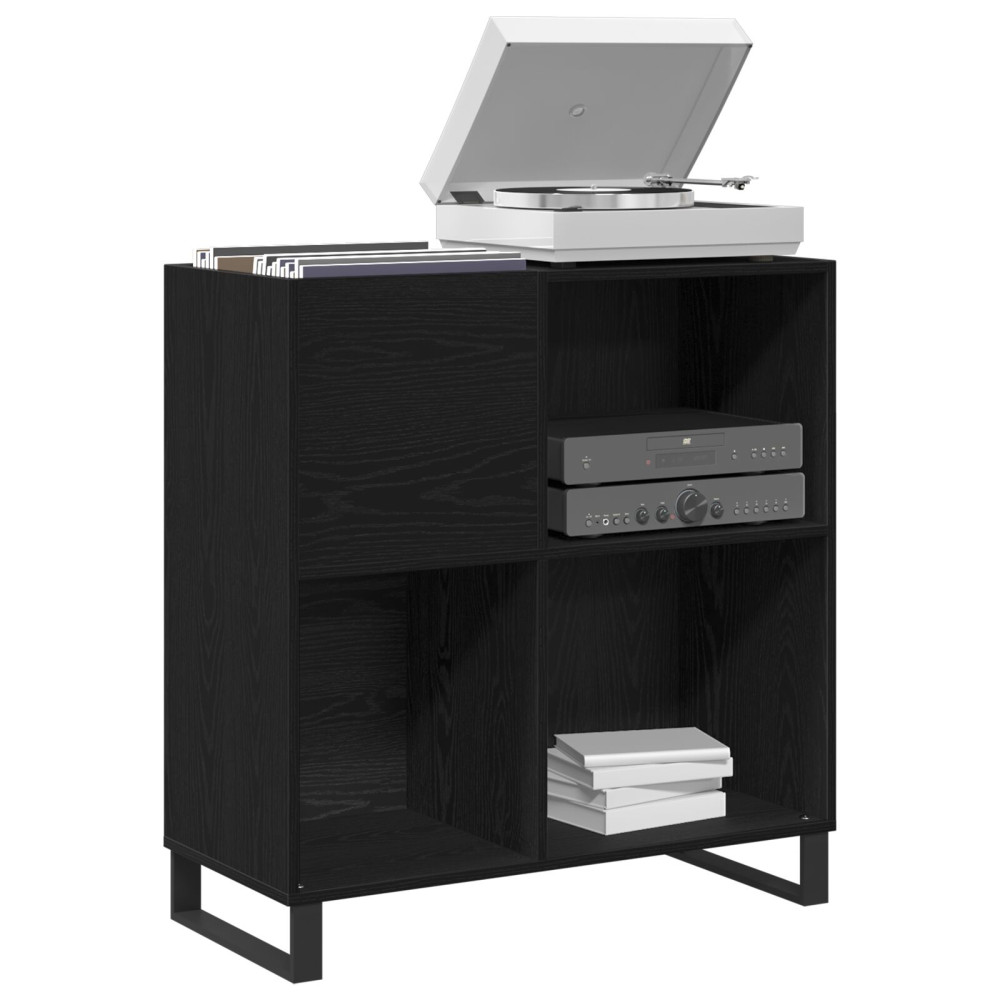 Produktbild för Skivskåp med hylla Svart Ek 85 x 38 x 89 cm Konstruerat trä