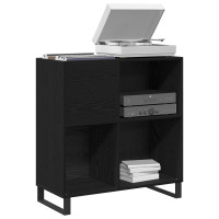 Produktbild för Skivskåp med hylla Svart Ek 85 x 38 x 89 cm Konstruerat trä