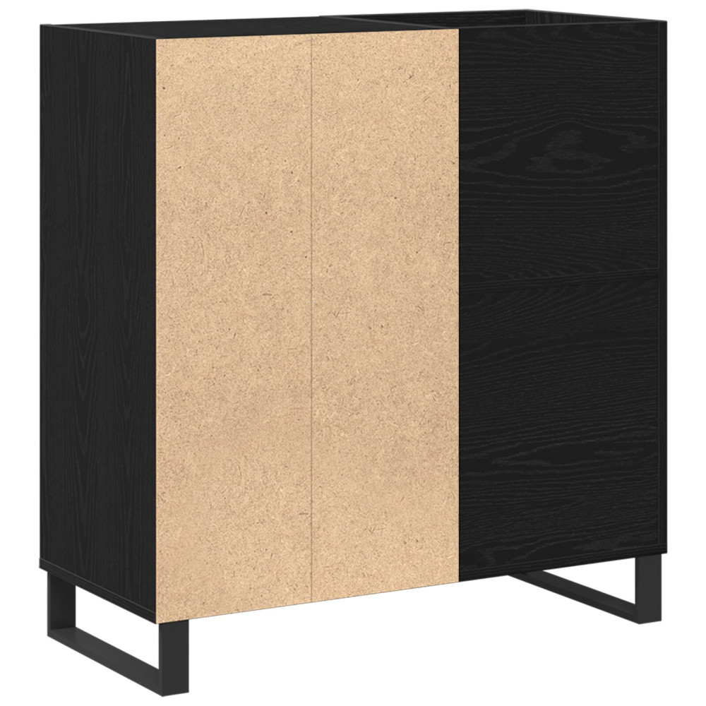 Produktbild för Skivskåp med hylla Svart Ek 85 x 38 x 89 cm Konstruerat trä