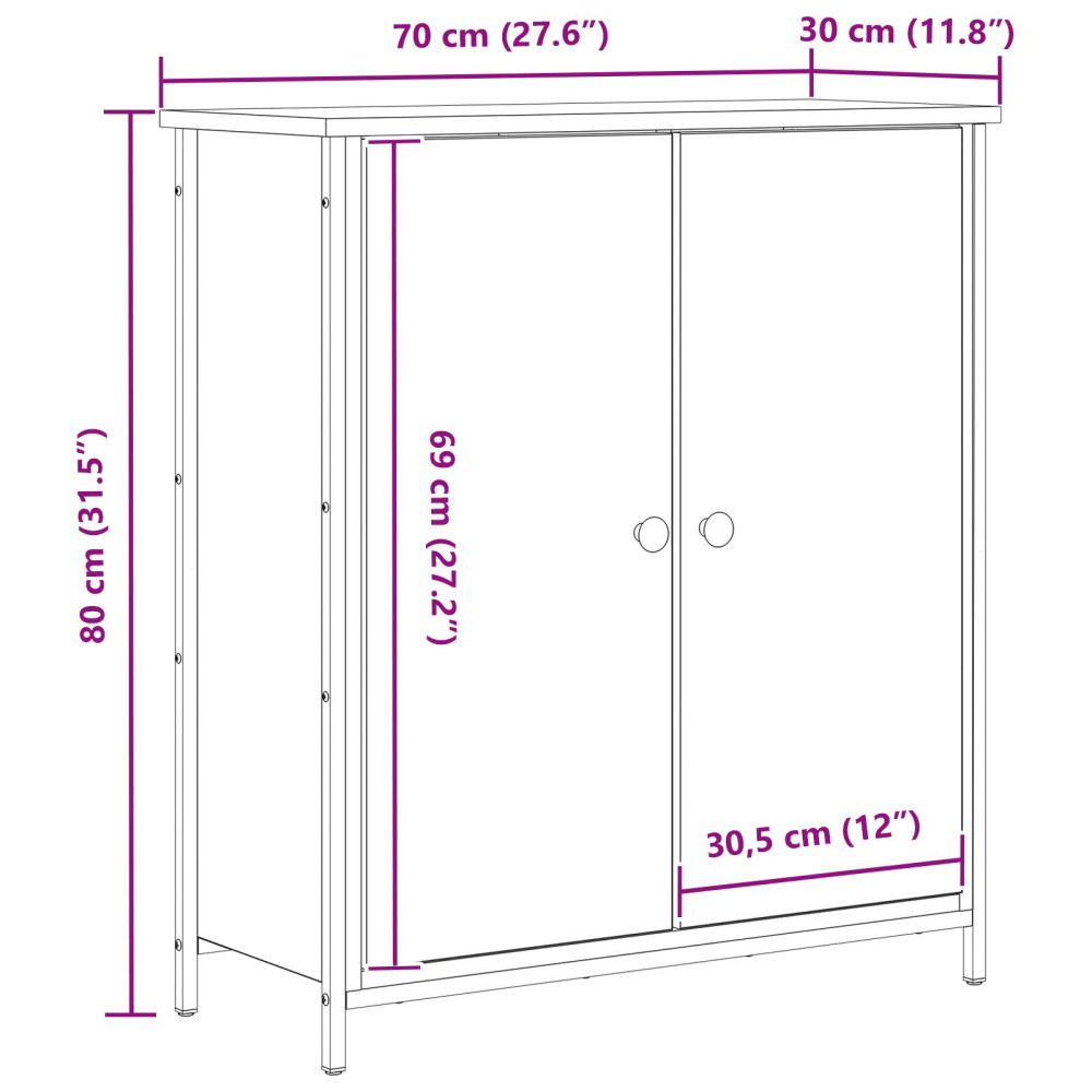 Produktbild för Sideboard Gammalt trä 70 x 30 x 80 cm Konstruerat trä