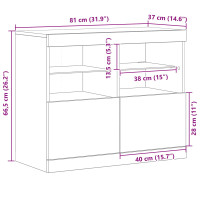 Produktbild för LED-sido bord Brun 81 x 37 x 66,5 cm Konstruerat trä