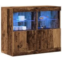 Produktbild för LED-sido bord Brun 81 x 37 x 66,5 cm Konstruerat trä