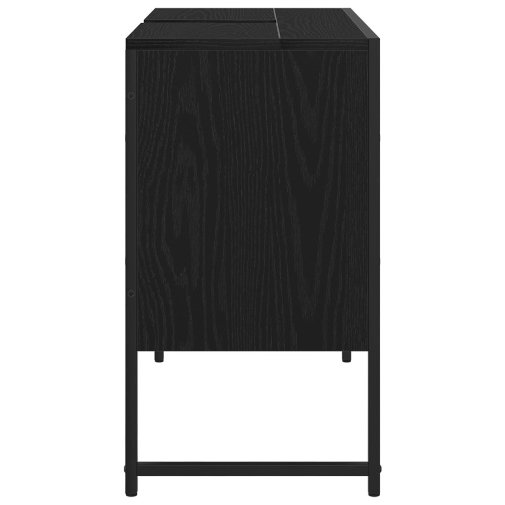 Produktbild för Badrumsskåp med handfat med lagring Svart Ek 80 x 30 x 60 cm