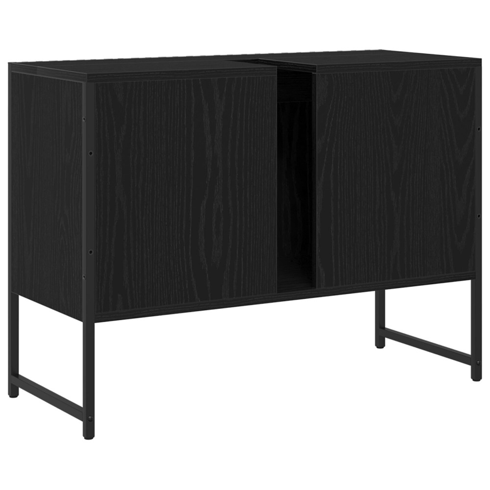 Produktbild för Badrumsskåp med handfat med lagring Svart Ek 80 x 30 x 60 cm