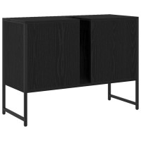 Produktbild för Badrumsskåp med handfat med lagring Svart Ek 80 x 30 x 60 cm