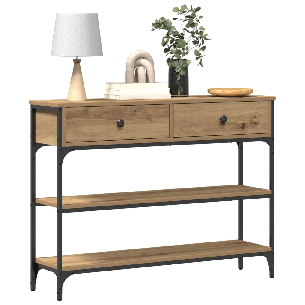 Produktbild för Konsolbord med låda Artisan Ek 100 x 25 x 75 cm Konstruerat trä