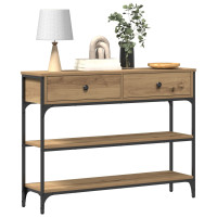 Produktbild för Konsolbord med låda Artisan Ek 100 x 25 x 75 cm Konstruerat trä