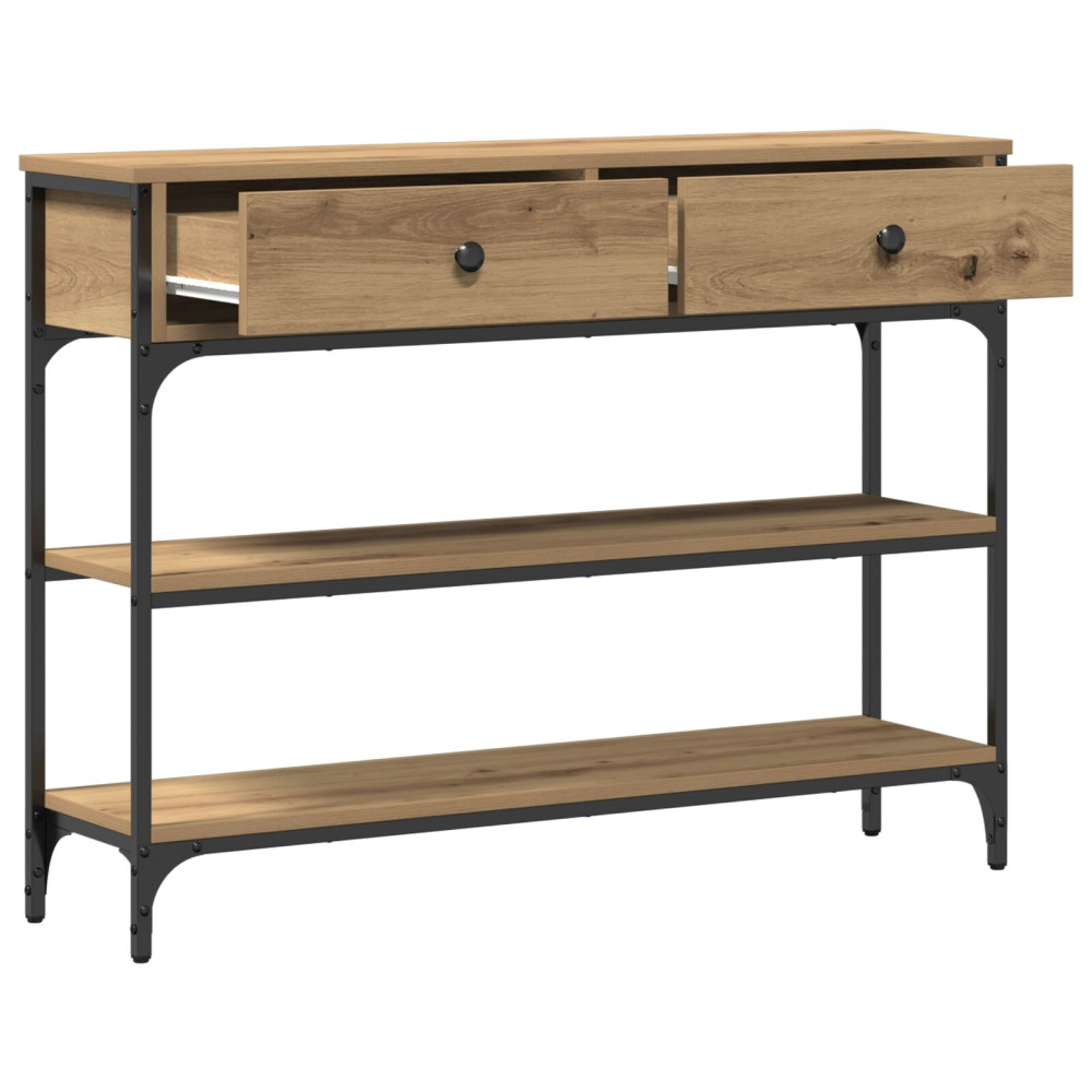 Produktbild för Konsolbord med låda Artisan Ek 100 x 25 x 75 cm Konstruerat trä