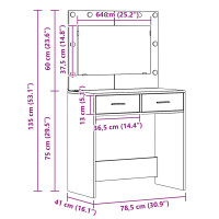 Produktbild för Smyckebord Sonoma-ek 78,5 x 41 x 135 cm Konstruerat trä