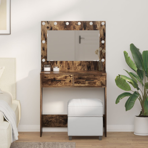 vidaXL Smyckebord med låda Rökt ek 78,5 x 41 x 135 cm Konstruerat trä