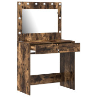 Produktbild för Smyckebord med låda Rökt ek 78,5 x 41 x 135 cm Konstruerat trä