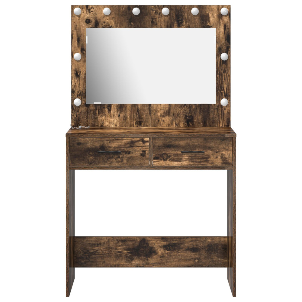 Produktbild för Smyckebord med låda Rökt ek 78,5 x 41 x 135 cm Konstruerat trä