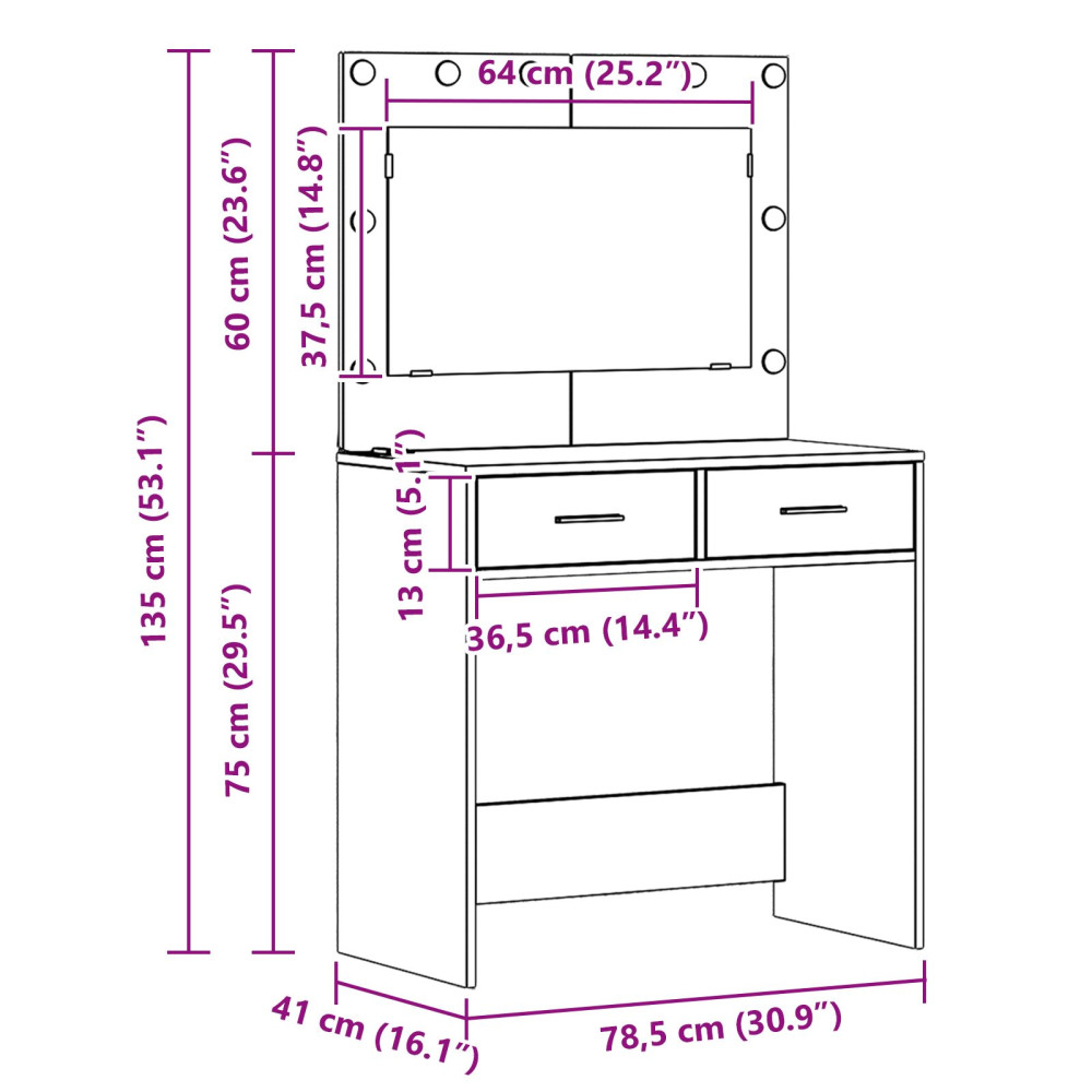 Produktbild för Smyckebord Artisan Ek 78,5 x 41 x 135 cm Konstruerat trä