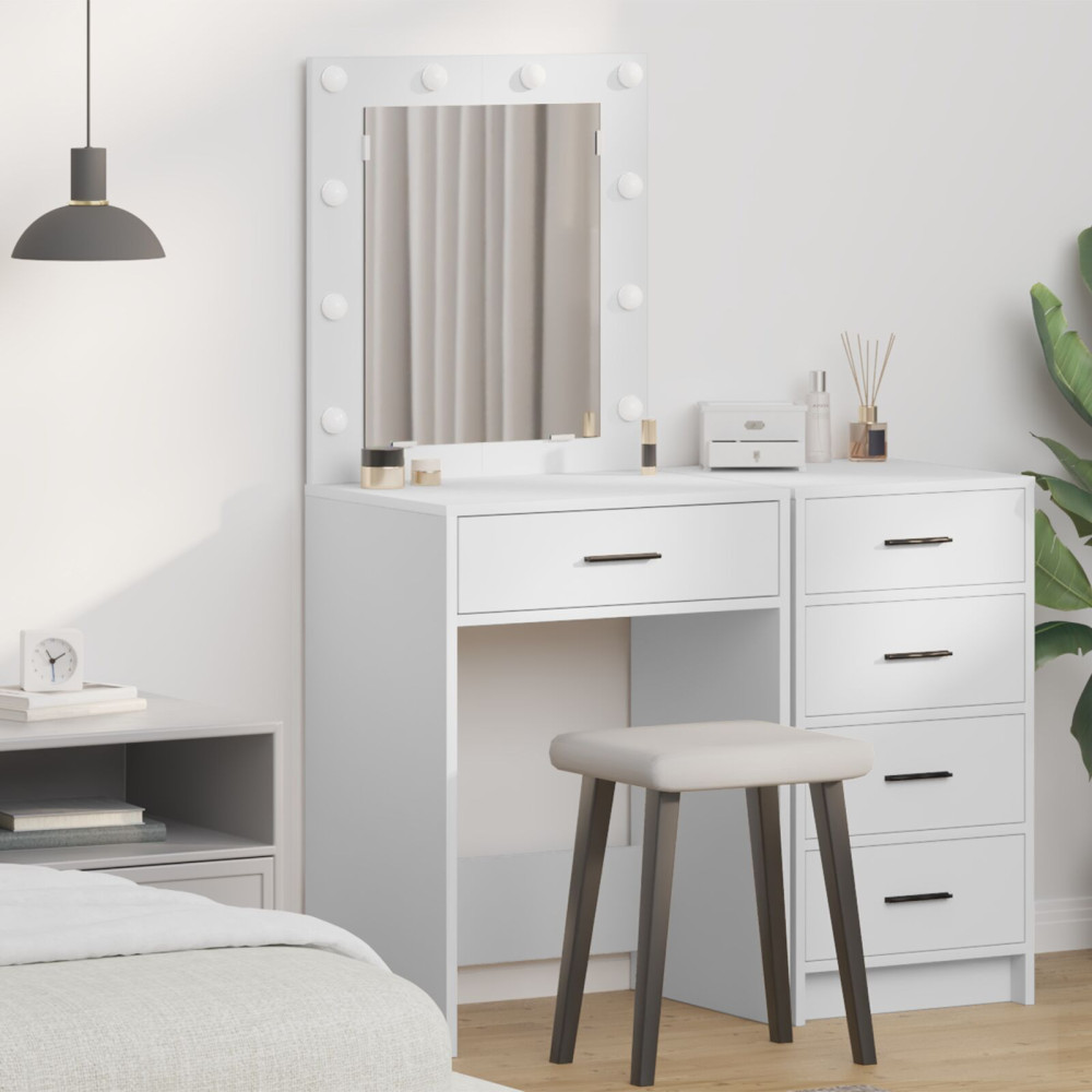 Produktbild för Smyckebord med låda Vit 50 x 41 x 135 cm Konstruerat trä