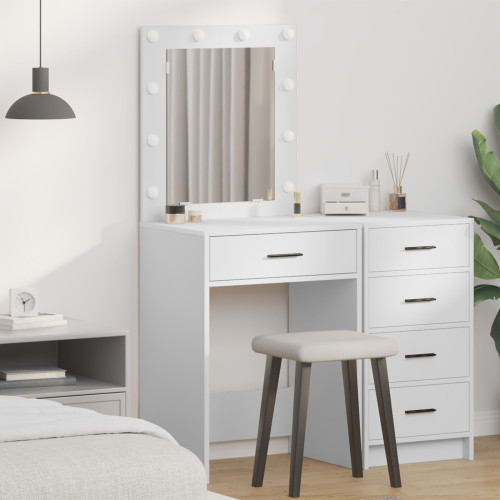 vidaXL Smyckebord med låda Vit 50 x 41 x 135 cm Konstruerat trä