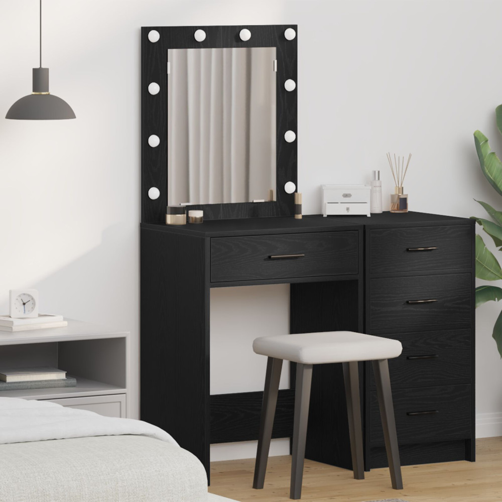 Produktbild för Smyckebord med låda Svart Ek 50 x 41 x 135 cm Konstruerat trä