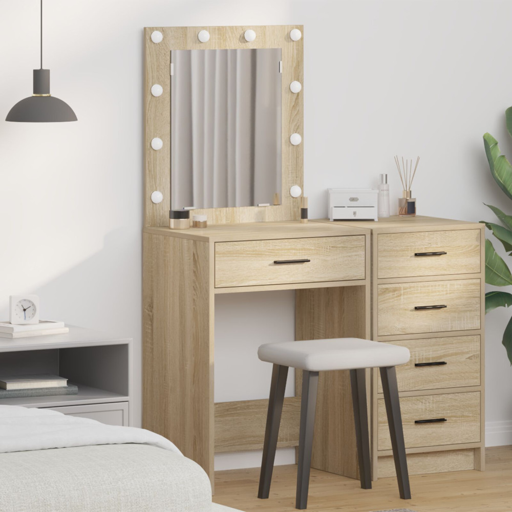 Produktbild för Smyckebord med låda Sonoma-ek 50 x 41 x 135 cm Konstruerat trä