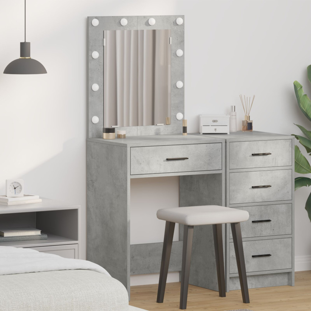 Produktbild för Smyckebord med låda Betonggrå 50 x 41 x 135 cm Konstruerat trä
