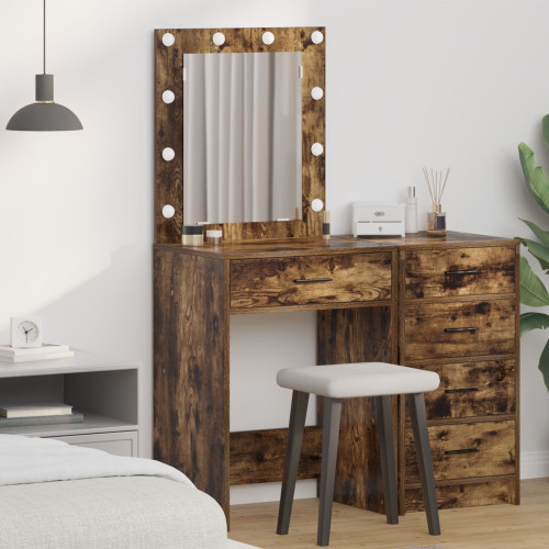 vidaXL Smyckebord med låda Rökt ek 50 x 41 x 135 cm Konstruerat trä
