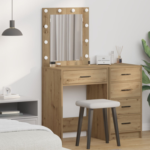 vidaXL Smyckebord med låda Artisan Ek 50 x 41 x 135 cm Konstruerat trä