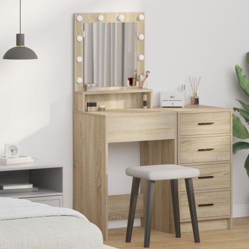 vidaXL Smyckebord med hylla Sonoma-ek 50 x 41 x 135 cm Konstruerat trä