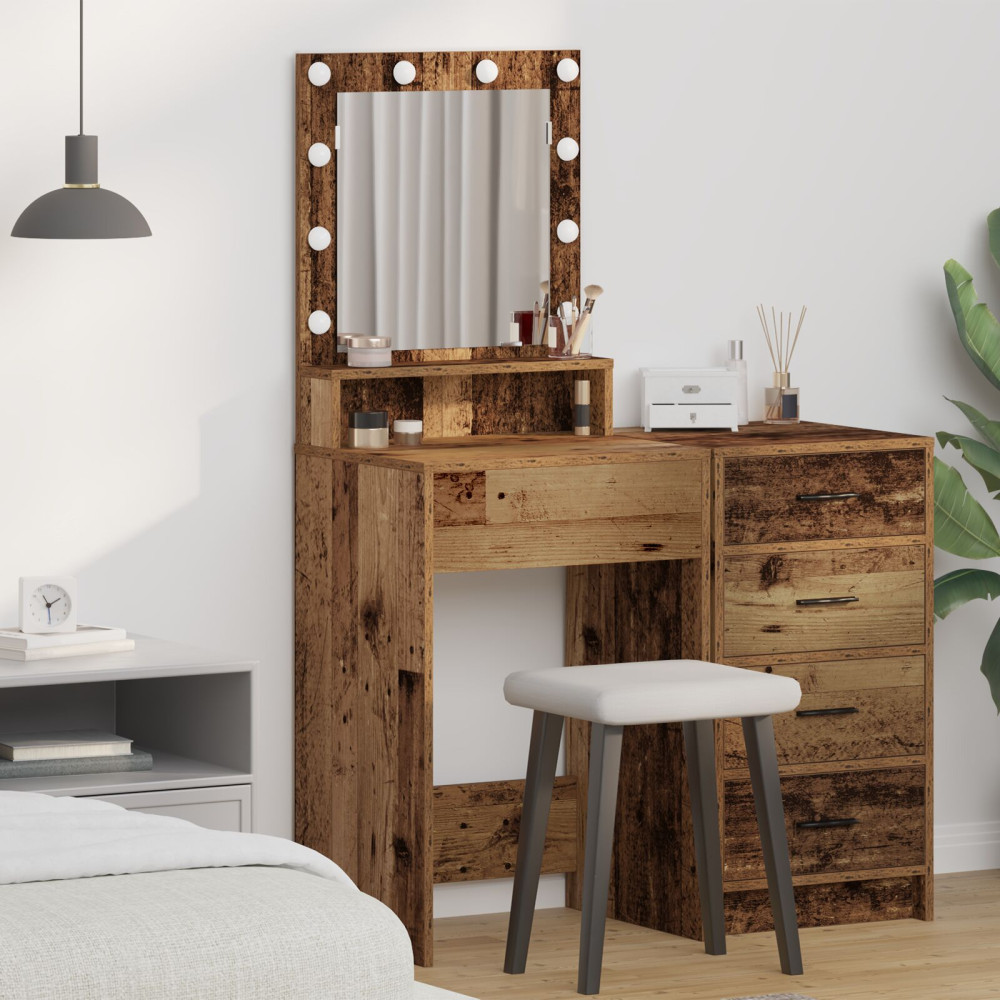 Produktbild för Smyckebord Gammalt trä 50 x 41 x 135 cm Konstruerat trä