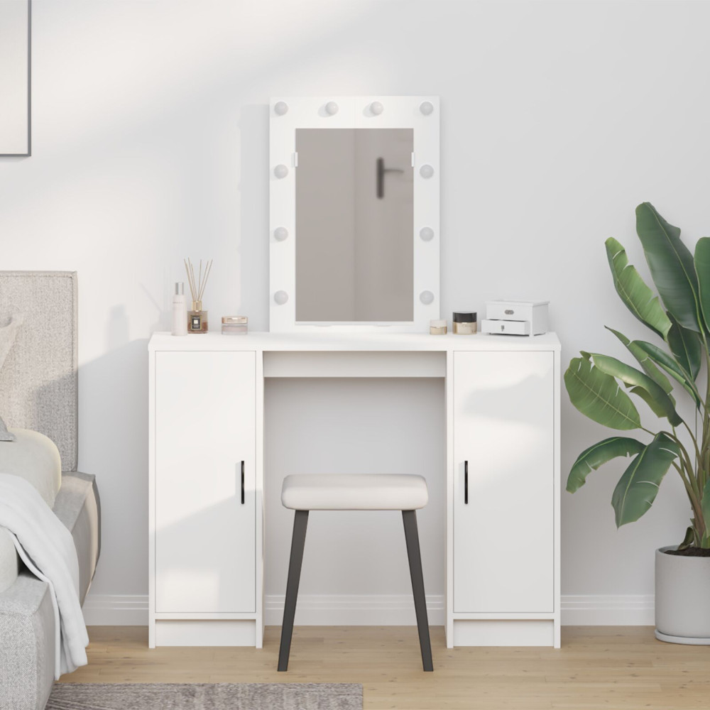Produktbild för Smyckebord med lagring Vit 102 x 33 x 135 cm Konstruerat trä
